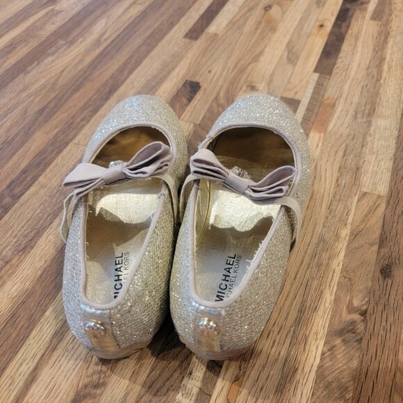 Michael Kors Glittery Rover Day Sandsilver Bow Slip On Ballet Flats - Picture 7 of 14